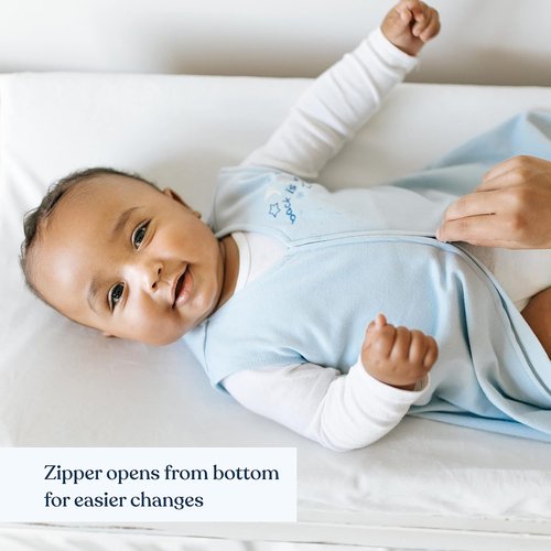 HALO SleepSack | 100% Cotton Wearable Blanket for Swaddling | TOG 0.5 | Baby Blue, Medium (6-12 Months)