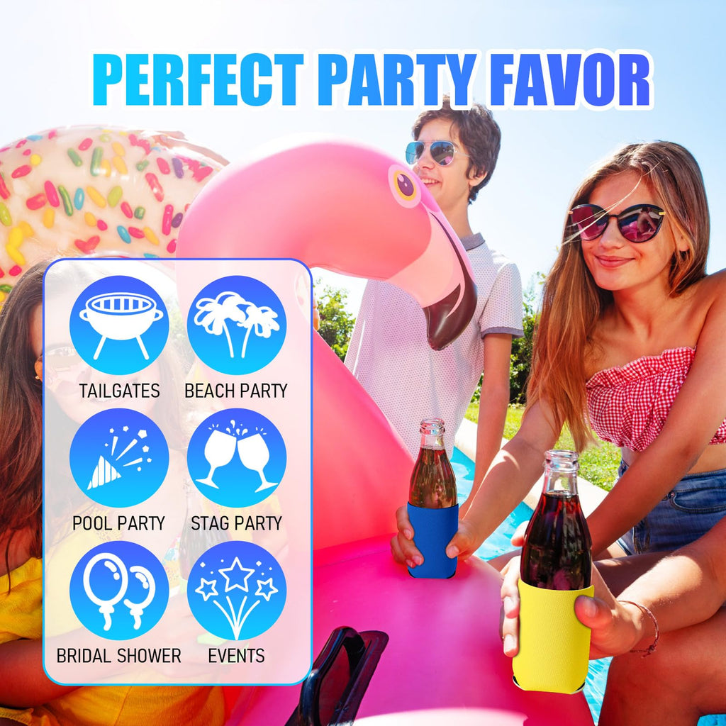 100 Pack Blank Can Cooler Sleeves Neoprene Insulated Beer Sleeves for Can Cooler Sleeves Sublimation Sleeves for Soda Drink Water Bottle Birthdays Weddings Bachelorette Party (Vivid Colors)