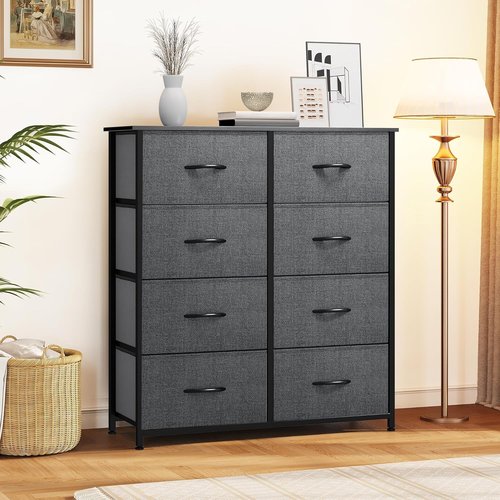 DWVO Fabric Dresser - 8 Drawer Chest for Bedroom & Living Room Storage Solutions