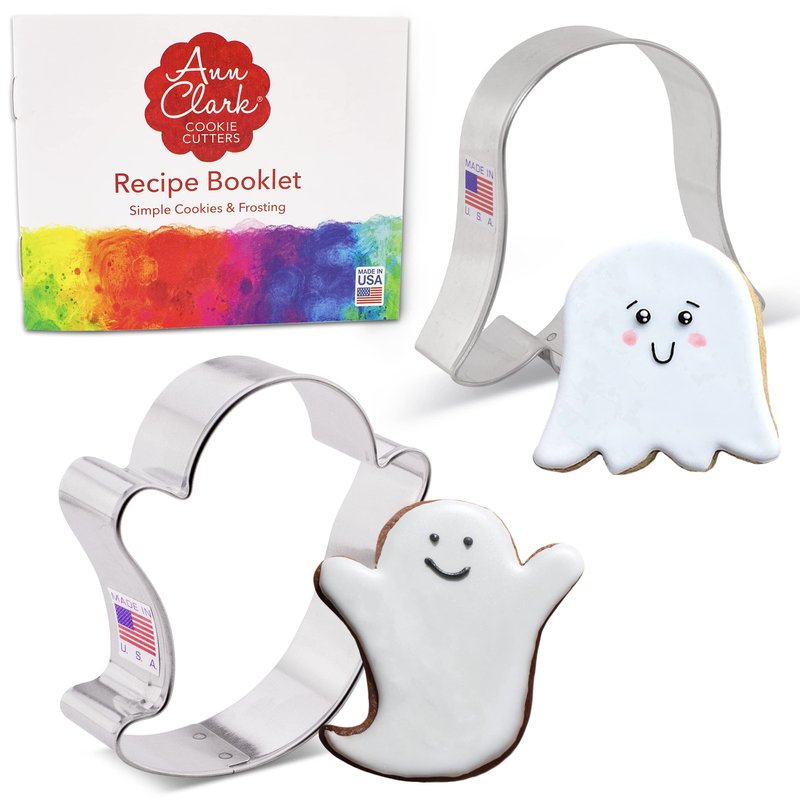 Ann Clark Halloween Ghost Cookie Cutters 2-Pc Set Made in USA, 3", 3.5"