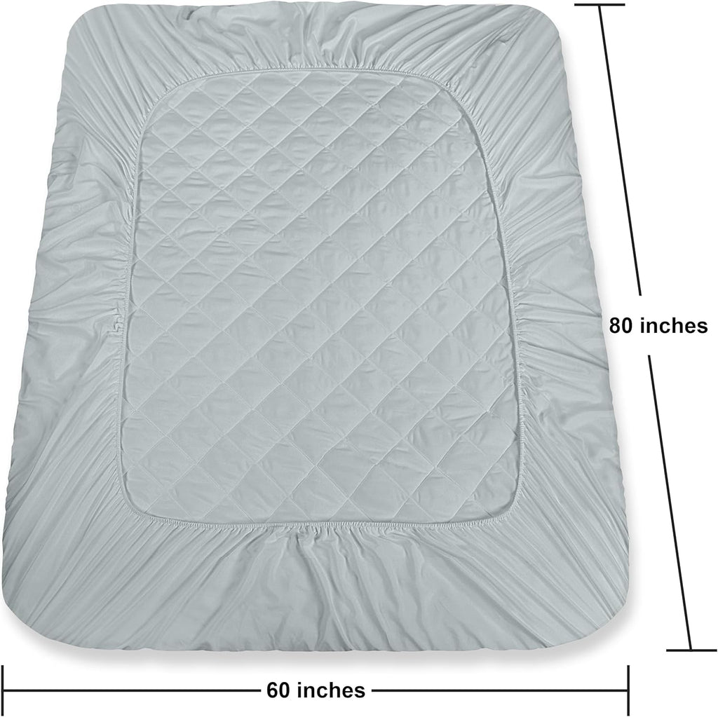 Utopia Bedding Quilted Fitted Mattress Pad - Queen Size Deep Pocket Protector | Machine Washable (Light Grey)
