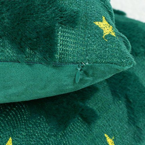 Hongsome Green Christmas Decor | Plush Faux Fur Throw Pillow Covers - Set of 2, 18x18in, Xmas Tree Design