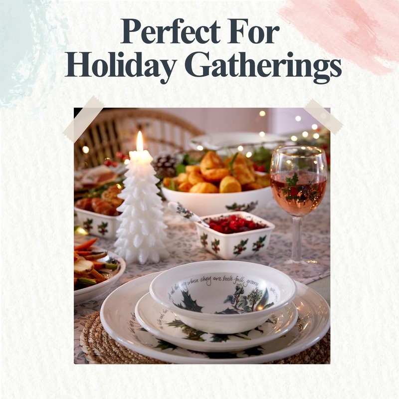 Portmeirion Holly and Ivy 10-inch Christmas Dinner Plates (Set of 4) - Festive Tableware, Beautiful Holly Motif - Microwave, Dishwasher, Freezer, Oven Safe - Holiday Dining & Seasonal Entertaining