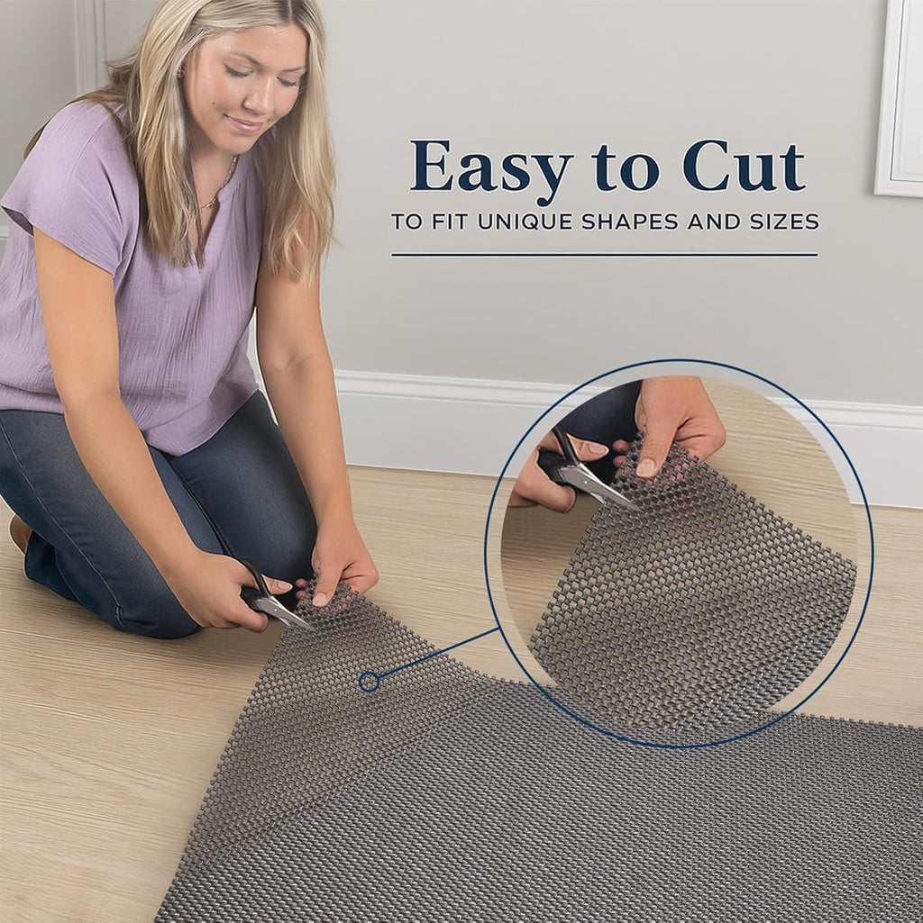 Veken Rug Pad Gripper - Non-Slip Thick Dark Grey Mat for Hardwood & Tile Floors | 6x9 Ft Size