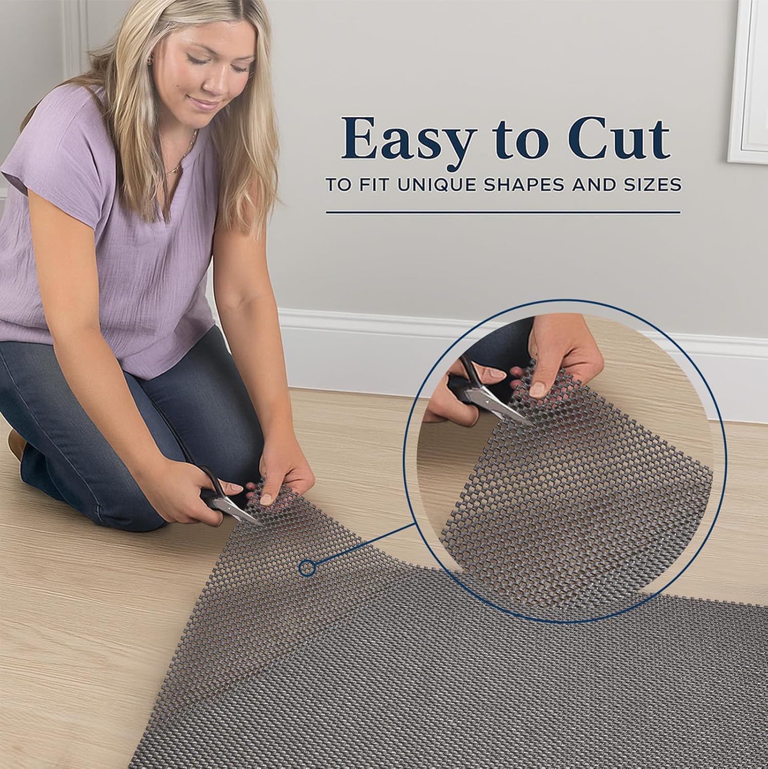 Veken Rug Pad Gripper - Non-Slip Thick Dark Grey Mat for Hardwood & Tile Floors | 6x9 Ft Size