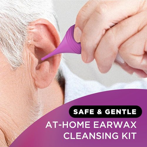 Lipo Earwax Cleansing Kit - Fast-Acting Earwax Removal Aid with Bulb Syringe & Cotton Plugs