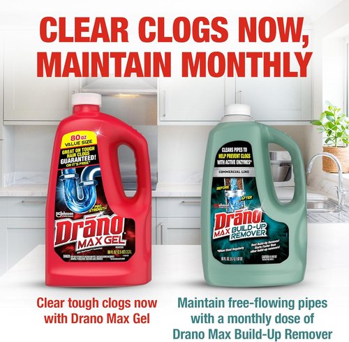 Drano Max Gel Drain Clog Remover - Fast-Acting Formula for Hair, Grease & Food Blockages | 80 Oz, 2 Pack