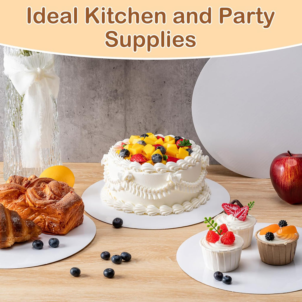 6 Pcs White Cake Boards by [Brand Name] - 10 Inch Round, Waterproof & Oil-Proof for Weddings, Birthdays, Desserts