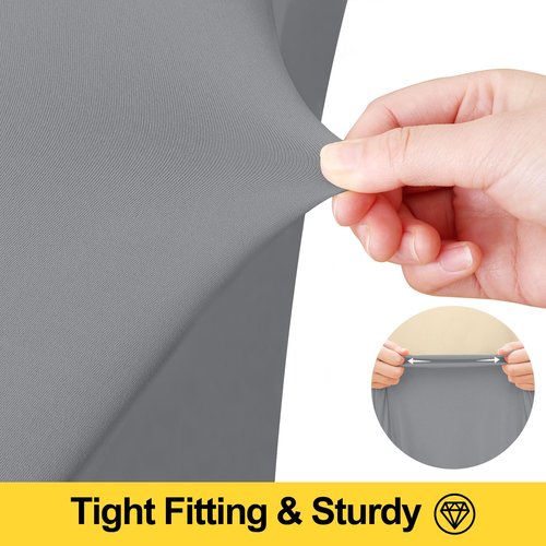 Smiry Spandex Tablecloth 2 Pack, Elastic Fitted Stretch Tablecloth for 6FT Rectangle Tables, Waterproof Washable Table Cover Skirt for Outdoor, Wedding, Banquet & Parties (Grey, 72Lx30Wx30H Inch)