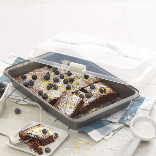 GoodCook Everyday Nonstick Steel Bake-N-Take Oblong Pan, 9" x 13" with Lid, Gray