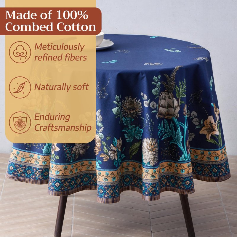 Maison d' Hermine Premium Table Cloth Rectangle Table 100% Combed Cotton 140 x 70 Inches Tablecloth Reusable Decorative for Dining Room, Farmhouse, Home, Party, Festive & Wedding - Artichoke