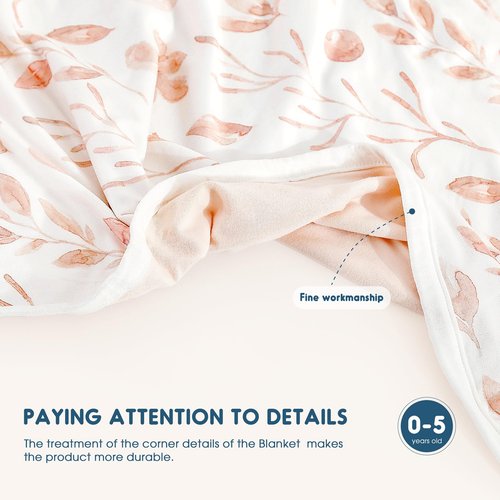 GRSSDER Super Soft Jersey Knit Swaddle Blanket for Baby Girls, Double Layer Reversible Receiving Blanket 34 x 44 Extra Large for Baby Swaddling, Pink Flora