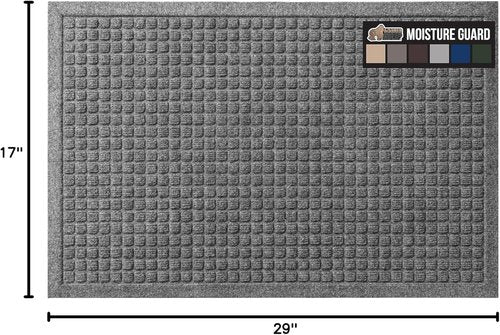 GORILLA GRIP® Ultra Absorbent Front Door Mat - Traps Dirt & Moisture, 29x17 Inches, Grey