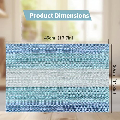 HeloHo Blue Placemats Set of 8,Vinyl Table Place Mats Stain Resistant Foldable Placemats Washable Wipeable Placemat for Kitchen Dining Table Decoration Indoor Outdoor.