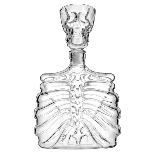 Godinger Whiskey Decanter and Shot Glass, Skull Skeleton Decanter, Halloween Decor, Skeleton Decorations, Liquor Decanter and Whiskey Glass Shot Glasses Set, Halloween Decorations - 32oz