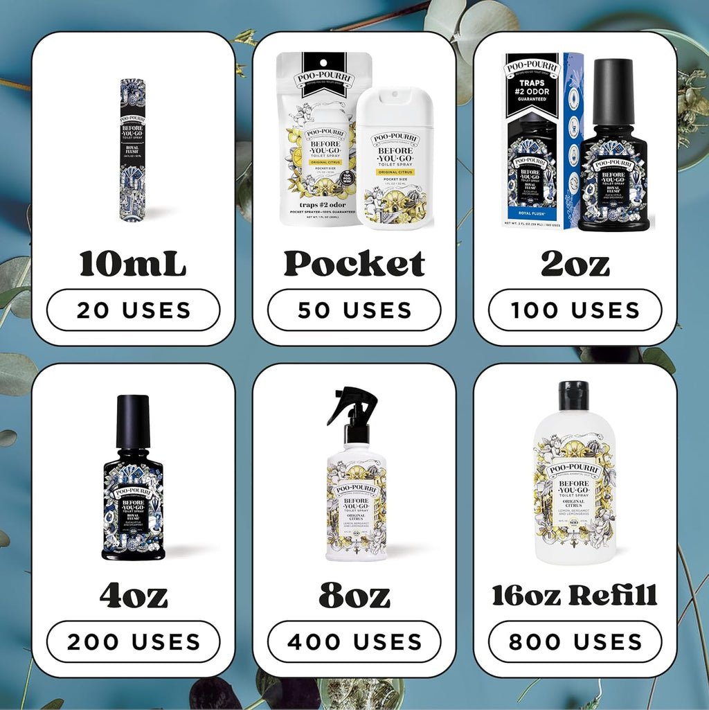 Poo-Pourri Before-You-Go Toilet Spray - Royal Flush, 2 Fl Oz | Eucalyptus & Spearmint Scent