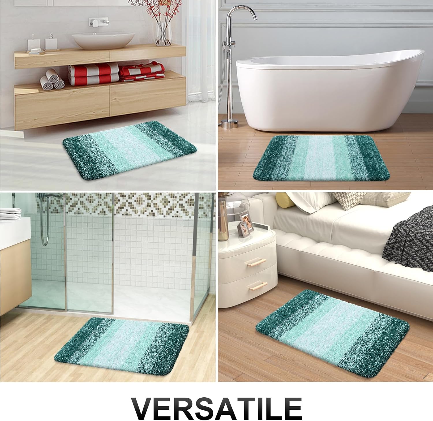 OLANLY Bathroom Runner Rug - Extra Soft Microfiber Mat with Rubber Backing | 59x20 Inches, Quick Dry, Blackish Green