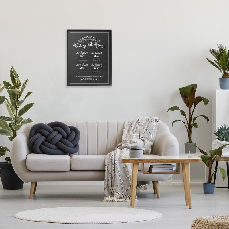 Stupell Industries The Guest Room Guide Black Framed Wall Art, 24x30, Design by Artist Lettered and Lined