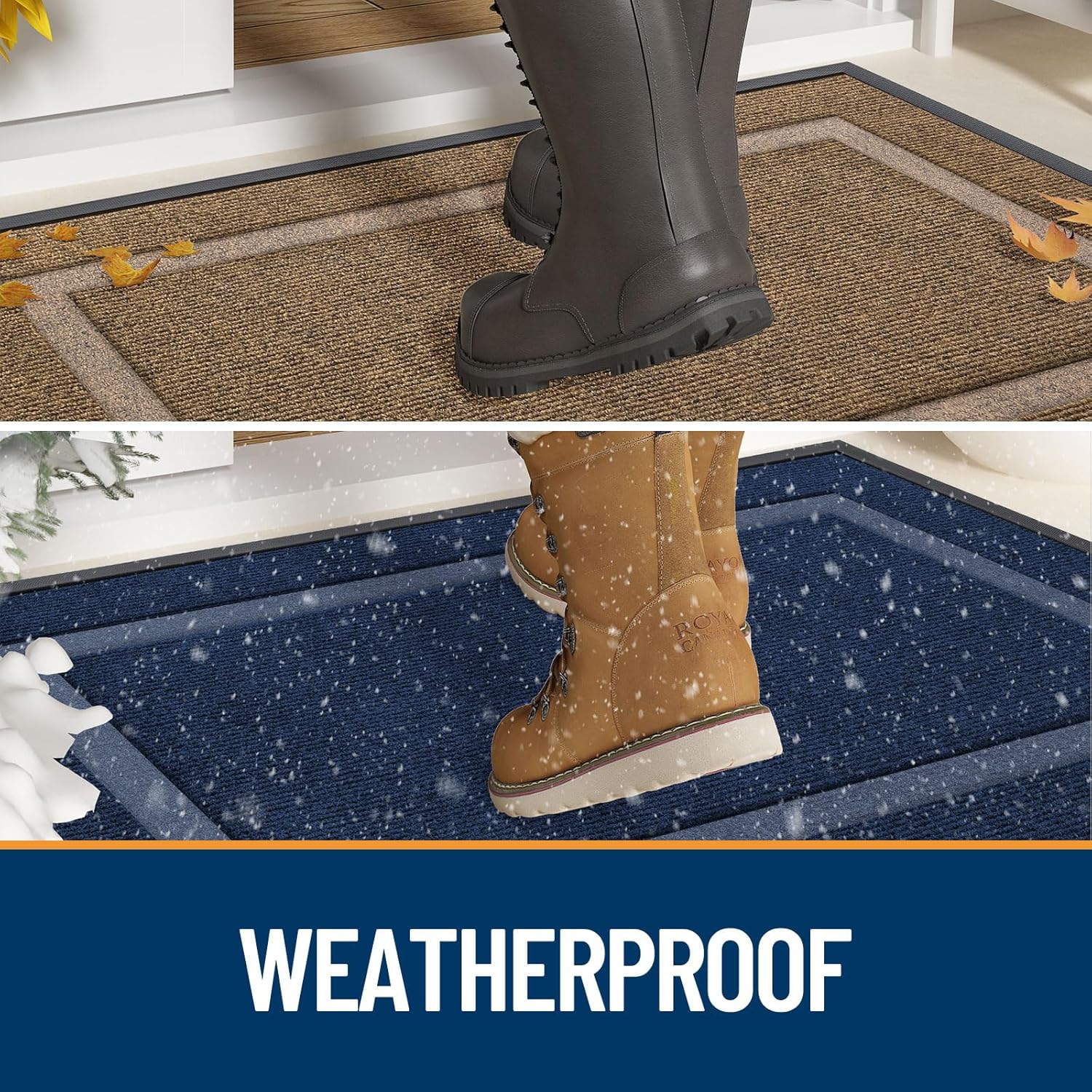 OLANLY Indoor Outdoor Front Door Mat - Waterproof All-Weather Doormat, Easy Clean, 36x24, Grey