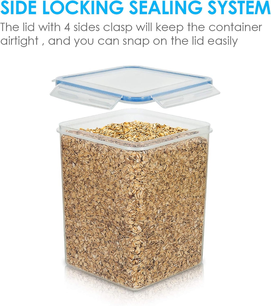 Vtopmart Large Food Storage Containers - 5.2L BPA-Free Plastic Airtight Canisters | 4-Pack with Lids & Labels, Blue