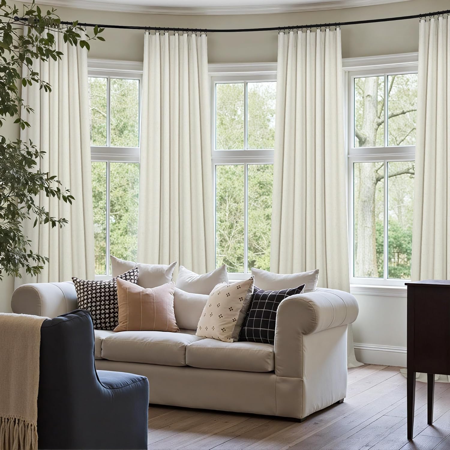 Skiennix 100% Blackout Curtains - 84-Inch Length, Thermal Insulated, Natural Cream | 2 Panels Set for Bedroom & Living Room