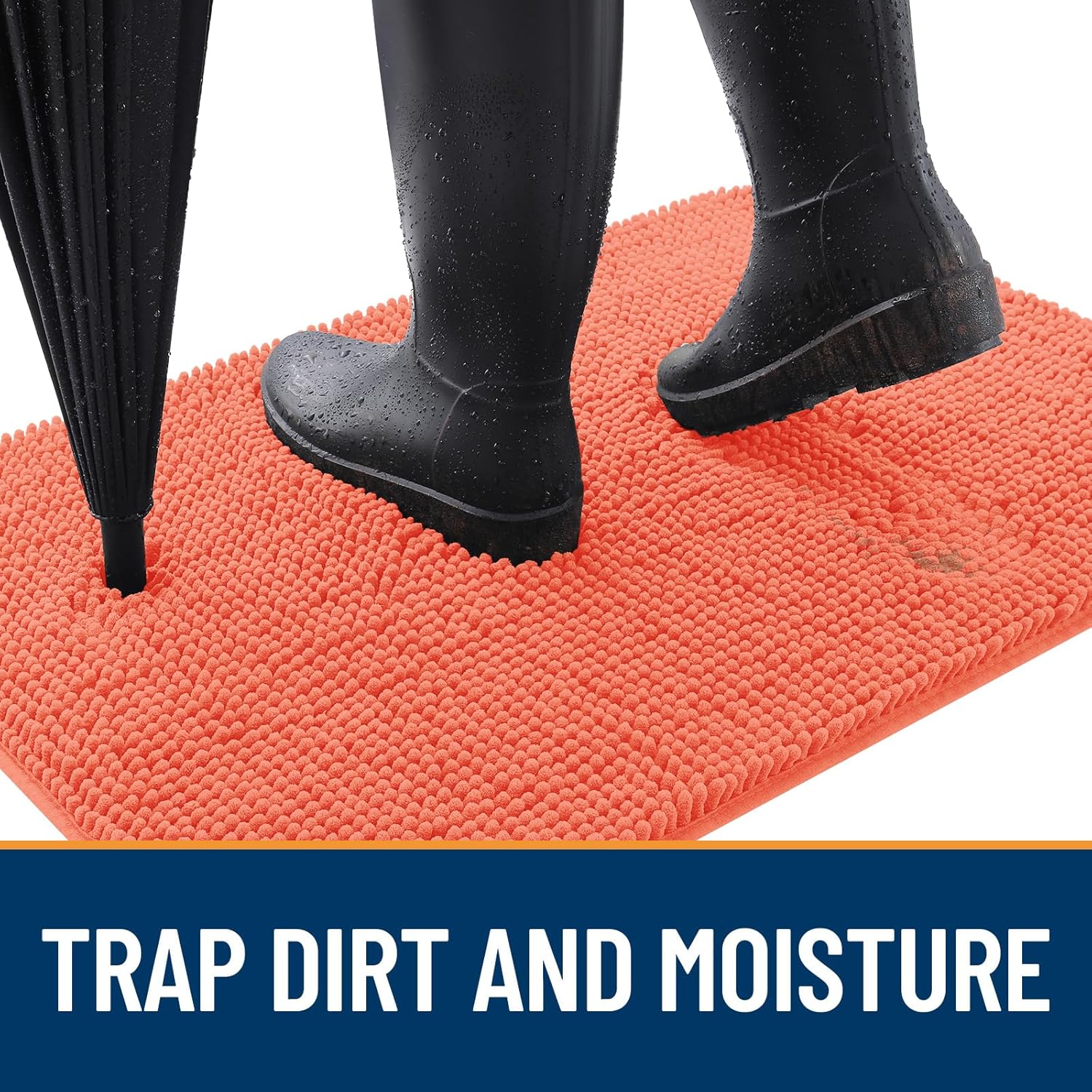 OLANLY Dog Door Mat - Absorbent Non-Slip Mud Mat for Indoor Use | 47x17 Coral, Quick Dry Chenille