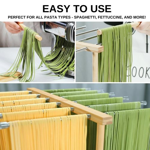 MUMSUNG Pasta Drying Rack, Large 304 Stainless Steel Drying Rack Collapsible 15.7x15.7x15 inch with Handle for Homemade Fresh Pasta Noodle Spaghetti, Design for Easy Storage