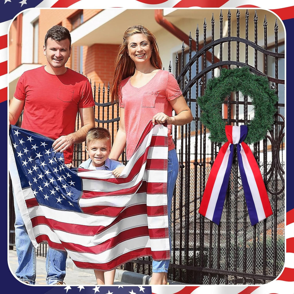Skiennix Wreath Sash - Satin Blank Sashes for Embroidery | Indoor/Outdoor Home Decor (Red, White, Blue)