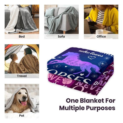 WLLHEO Horse Gifts for Girls, Horse Blanket, Horses Lovers Throw Blankets for Women Girls Christmas Birthday Decor Gifts 60"x50"