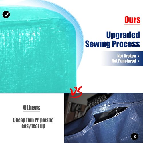 Cosy Family Extra Large Moving Bags - 12 Pack with Backpack Straps, Strong Handles & Zippers | Space-Saving Storage Totes in Aquamarine