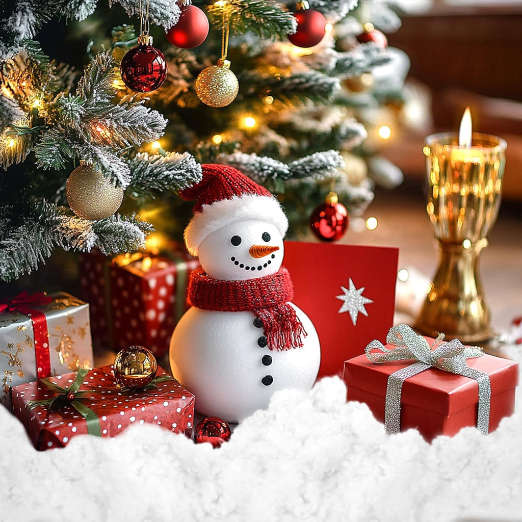 Skiennix Christmas Fake Snow Decor - Fluffy Fiber Artificial Snow Blanket for Indoor Decorations | 5.3 OZ