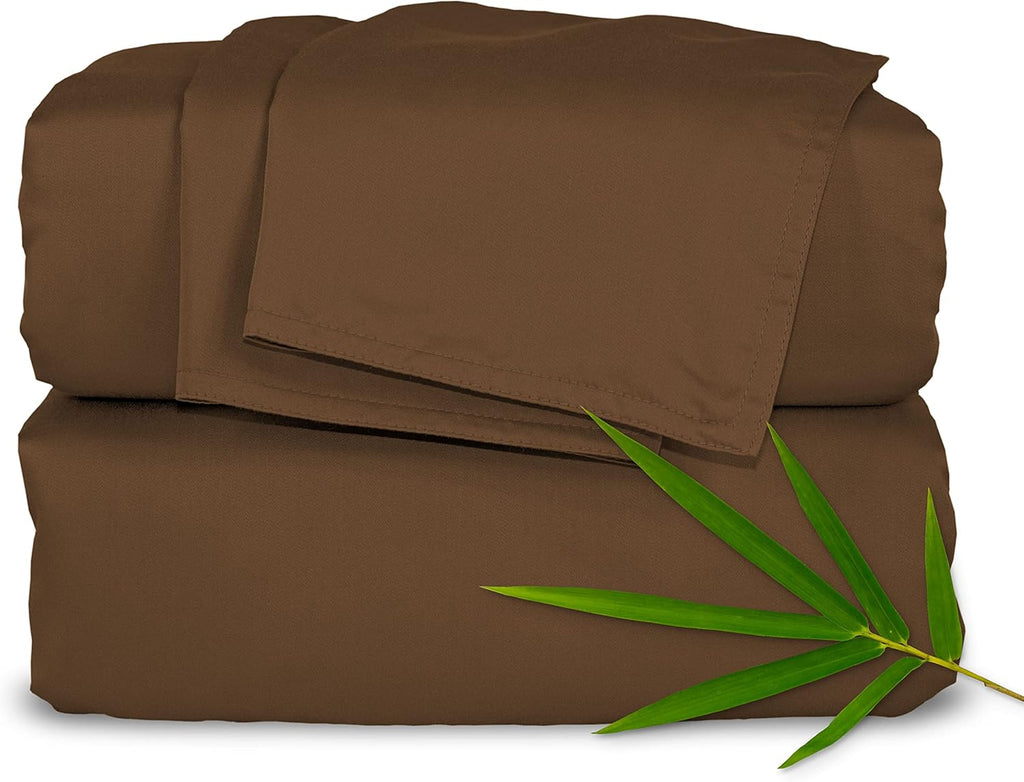 Pure Bamboo Twin Sheets - Luxuriously Soft & Cooling 100% Organic Viscose Bed Set | Double Stitching, Coconut Husk