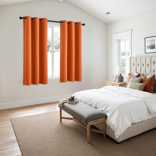MIULEE Orange Blackout Curtains - Thermal Insulated Room Darkening Drapes | 63-Inch Grommet Panels