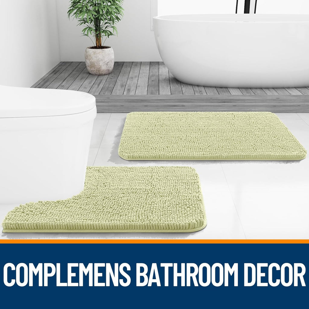 OLANLY Bathroom Rugs - Extra Soft Chenille Bath Mats with Rubber Backing | 30x20, Quick Dry, Vanilla