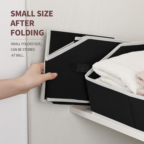 Homsorout Storage Baskets - Decorative Trapezoid Cube Organizer Bins with Handles, Black | 4 Pack for Home & Office