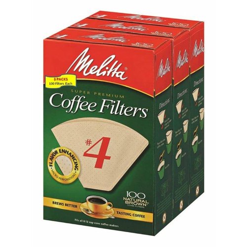 Melitta Cone Coffee Filters - Natural Brown #4 - 300 Count for Perfect Brewing