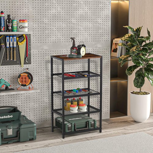 RUNJIMY Narrow Shoe Rack for Front Door Entrance, Entryway, and Closet Shoe Organizer with 4 Sturdy Metal Mesh Shelves and Wooden Top, Holds 10 Pairs, Ideal for Storage or Display