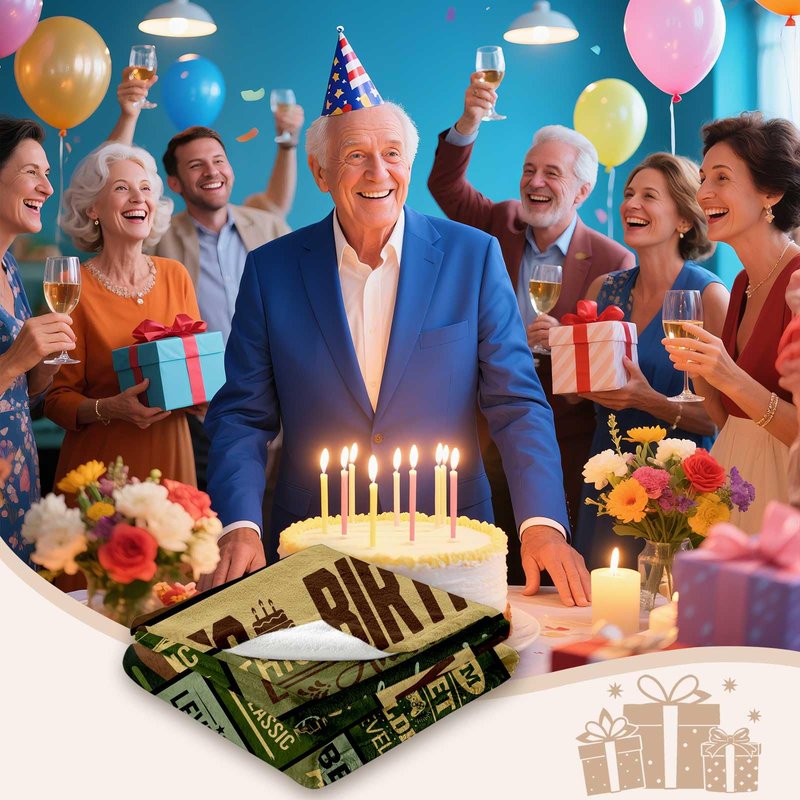 Whasnrt 90th Birthday Gifts for Men, 90 Year Old Birthday Gifts for Man, Happy 90 Birthday' for Men Blanket 60" X 50", Gifts for 90' Year Old Man, 90th Birthday' Gifts Ideas