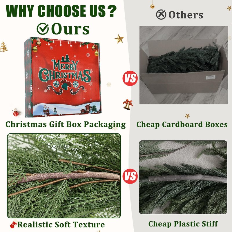 MDSTBN 6ft Christmas Garland Realistic Extra Full Cedar Faux Cedar for Mantle Stairs Home Fireplace Wall Indoor Outdoor Holiday Party Decoration