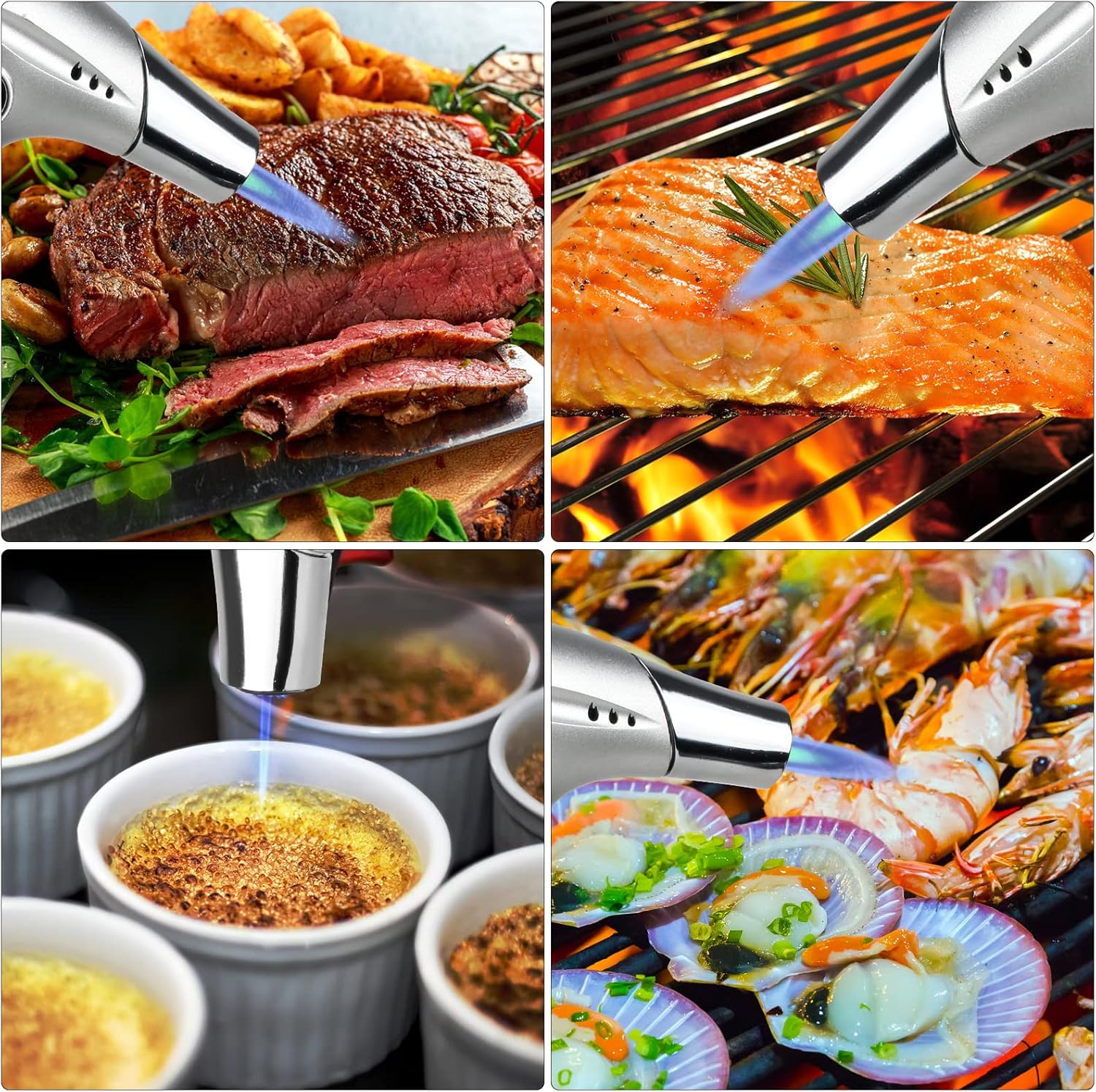 TBTEEK Cooking Torch Lighter - Adjustable Flame & Safety Lock for BBQ, Searing Steak, Creme Brulee | Ideal for Campfires