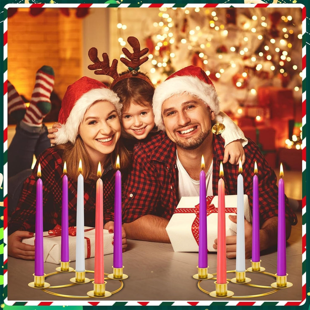Regine Switzerland 2-Pack Christmas Advent Wreath Candle Holder - Gold Metal Rings for Holiday Decor