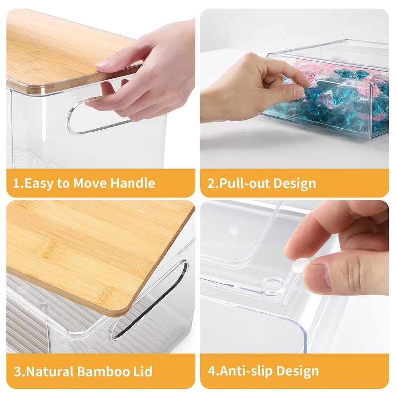 YAFFWA 3Pcs Extra Large Laundry Room Organization and Storage, Stackable Storage Drawers, Trash Bag Holder Under Sink, Garbage Bag Dispenser Roll Holder for Vanity, Bathroom,Cabinet,Desk Organization
