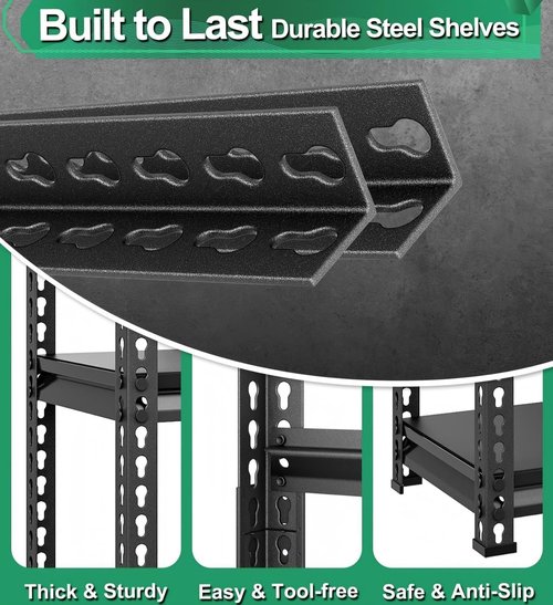 Metal Storage Garage Shelving - Heavy Duty Steel Utility Rack | 3-Tier Adjustable, 1,200 Lbs Capacity, Black 40" W x 16" D x 36" H