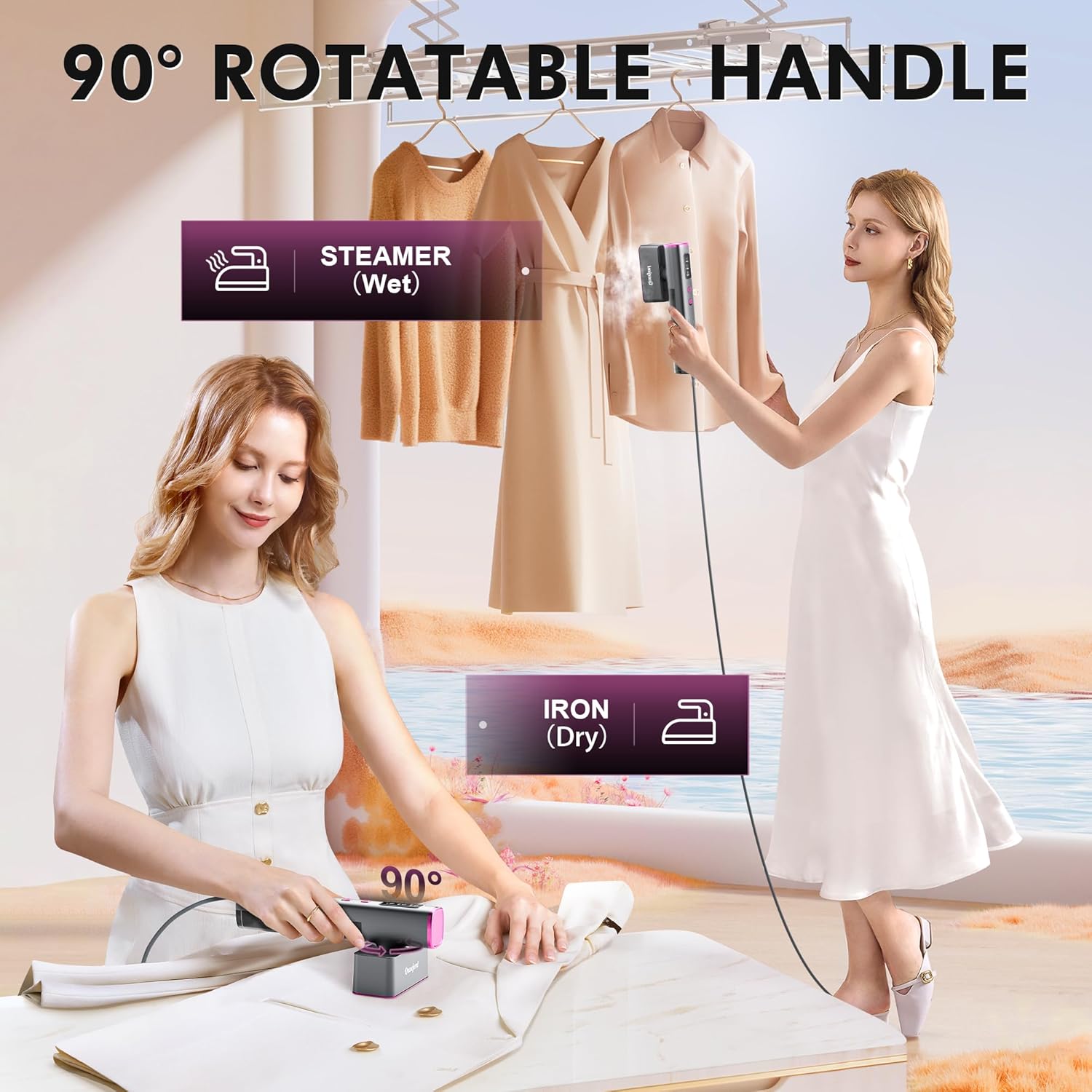 Skiennix Travel Steamer - 2-in-1 Handheld Iron with Fast Heat Up, 150ml Tank, Compact Size for Worldwide Use