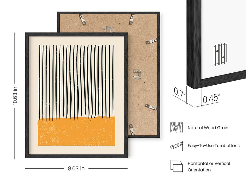 HAUS AND HUES Modern Abstract Wall Art – Set of 4 Mid-Century Modern Prints and Abstract Posters for Home Decor (Black Frame, 11x14)
