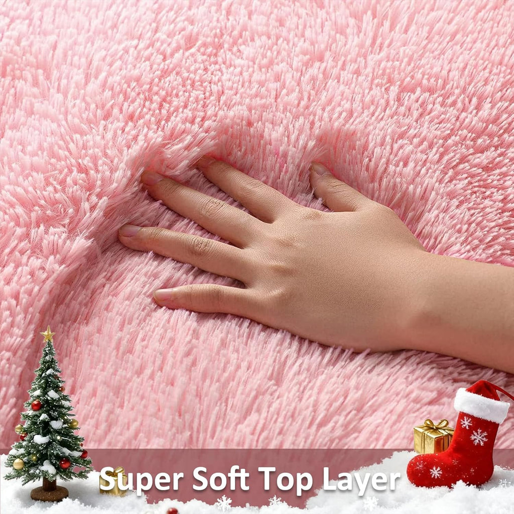 Ophanie 3x5 Pink Area Rug - Non-Slip Fluffy Dorm & Bedroom Essential | Aesthetic Home Decor