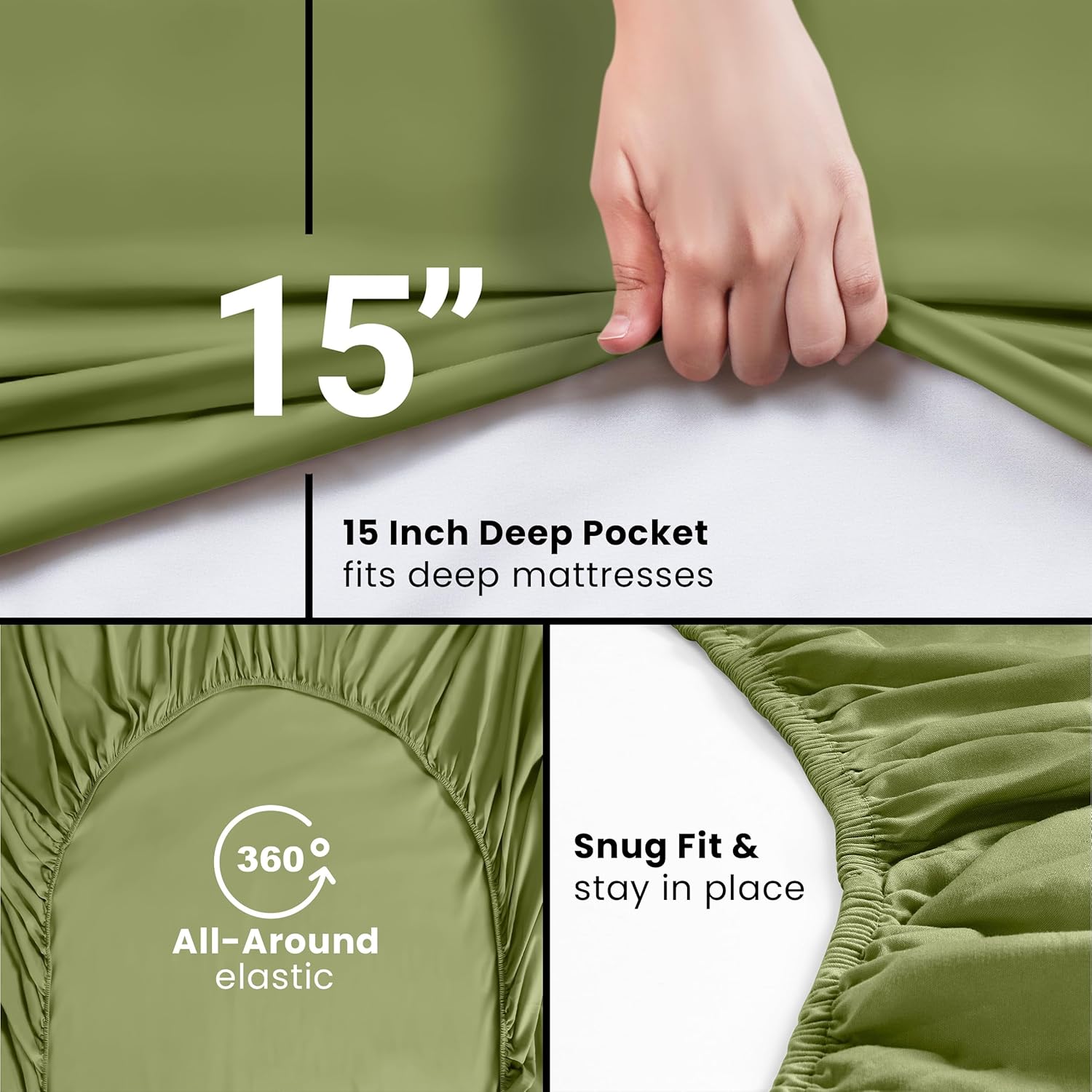 Utopia Bedding Queen Fitted Sheet - Soft Microfiber - Deep Pocket, Shrinkage & Fade Resistant | Olive Color