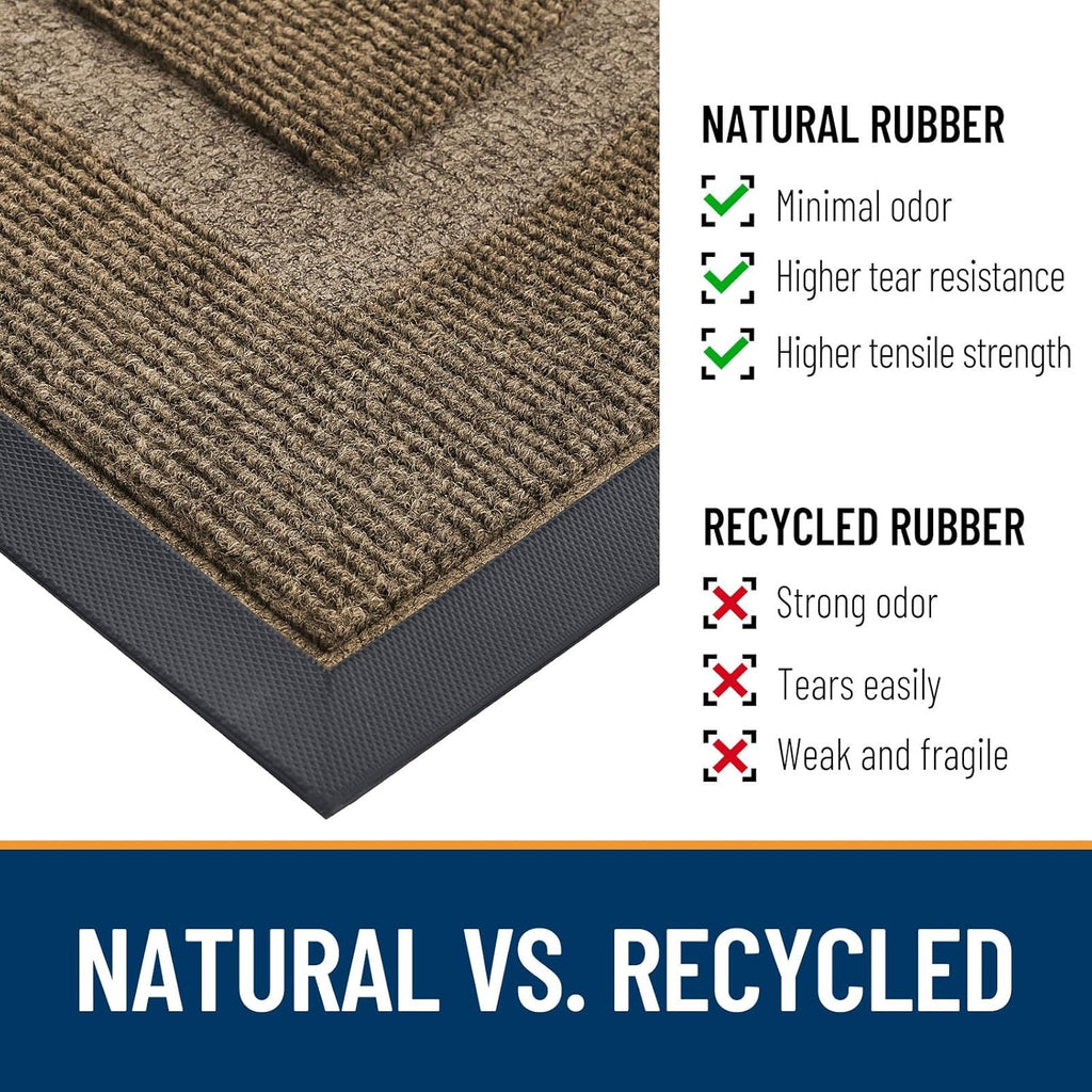 OLANLY Half Circle Door Mat - Waterproof All-Season Welcome Mat | Sturdy Natural Rubber, 29.5x17, Brown