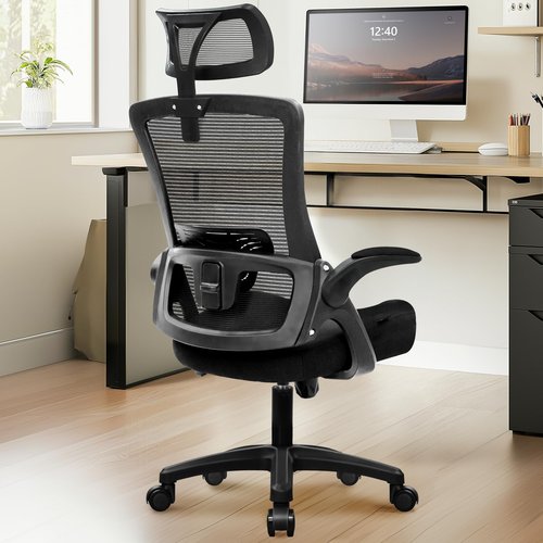 NEO Chair Ergonomic Office Desk Chair High Back Computer Gaming Mesh Chair with Comfy Task Adjustable Arms Lumbar Support Headrest Swivel for Home Office (Black)