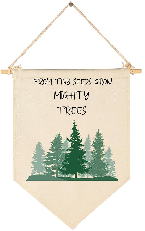 from Tiny Seeds Grow Mighty Trees-Green Forest-Flag Sign Gifts for Baby Boys Girls Kids-Banner Pennant Wall Decor Gifts for Nursery Bedroom Playroom -Baby Gift Shower-New Home Christmas Gift